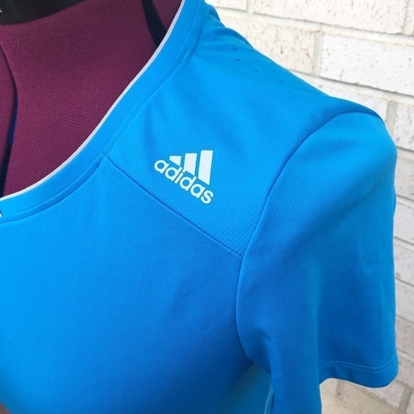 Adidas Blue Athletic Workout Top Shirt Climachill - Picture 6 of 7